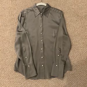 Ann Taylor Grey Satin Blouse